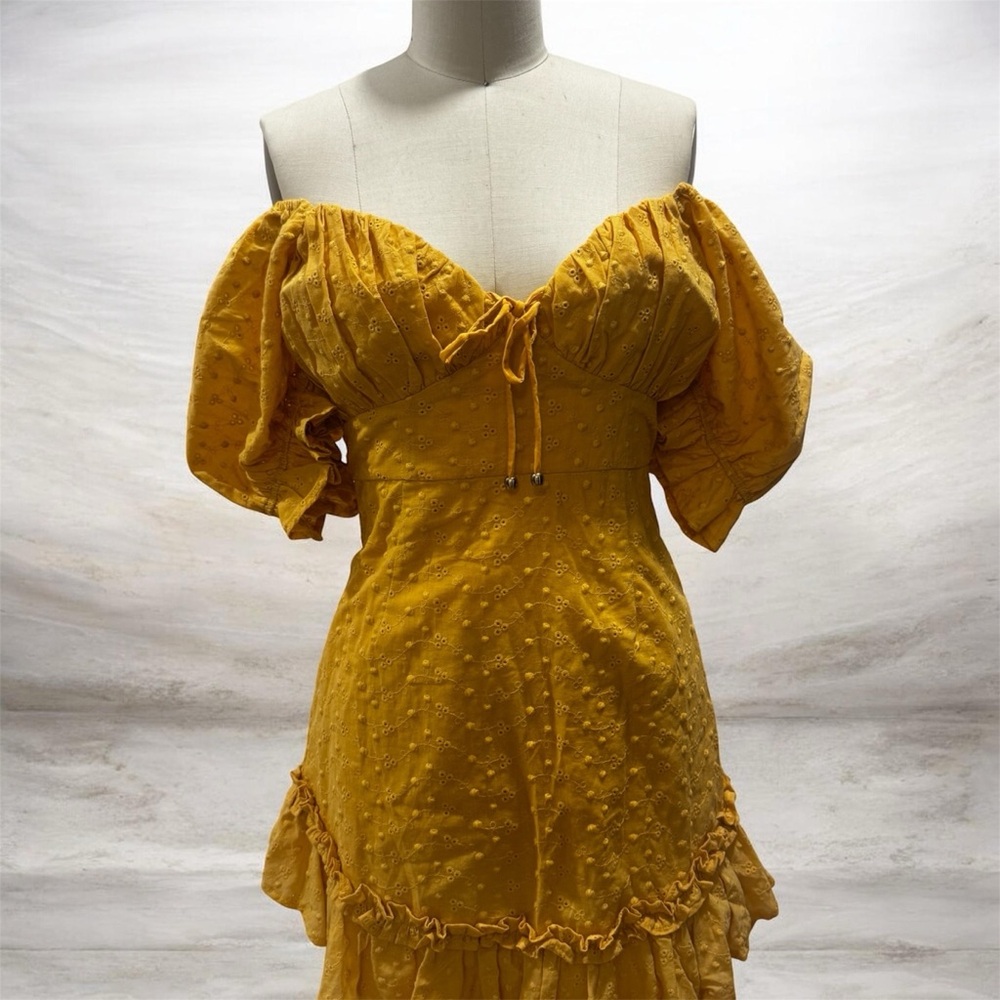 Elegant Yellow Off-Shoulder Dress
